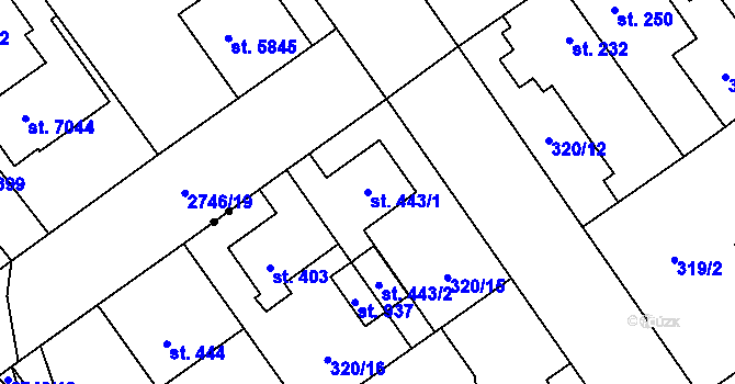 Parcela st. 443/1 v KÚ Studánka, Katastrální mapa