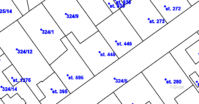 Parcela st. 445 v KÚ Studánka, Katastrální mapa