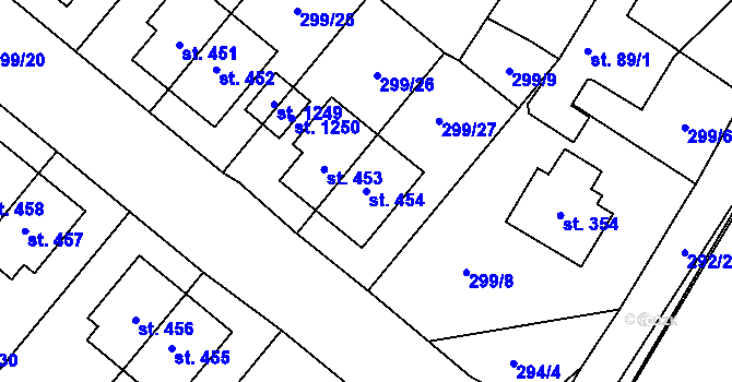 Parcela st. 454 v KÚ Studánka, Katastrální mapa