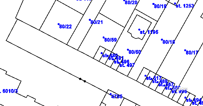 Parcela st. 480 v KÚ Studánka, Katastrální mapa