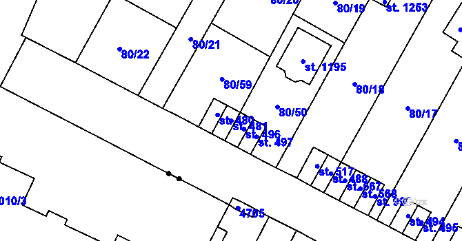 Parcela st. 481 v KÚ Studánka, Katastrální mapa