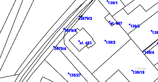 Parcela st. 483 v KÚ Studánka, Katastrální mapa