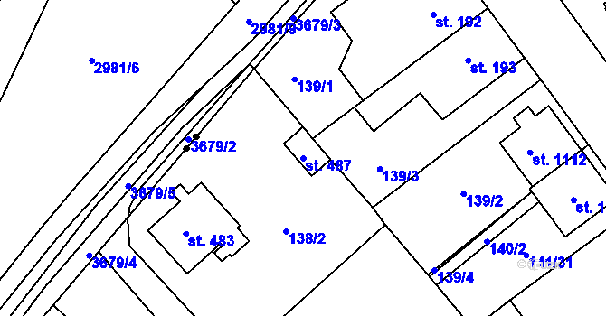 Parcela st. 487 v KÚ Studánka, Katastrální mapa