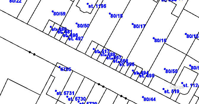 Parcela st. 488 v KÚ Studánka, Katastrální mapa