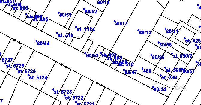 Parcela st. 492 v KÚ Studánka, Katastrální mapa