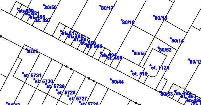 Parcela st. 494 v KÚ Studánka, Katastrální mapa