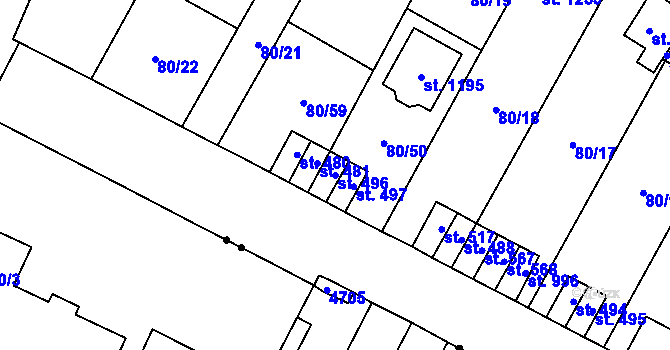 Parcela st. 496 v KÚ Studánka, Katastrální mapa