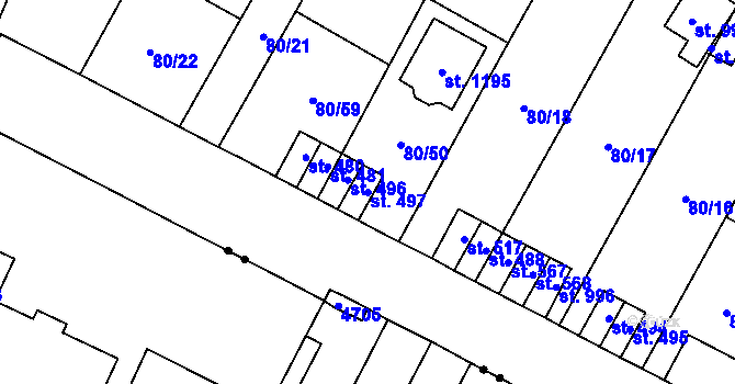 Parcela st. 497 v KÚ Studánka, Katastrální mapa