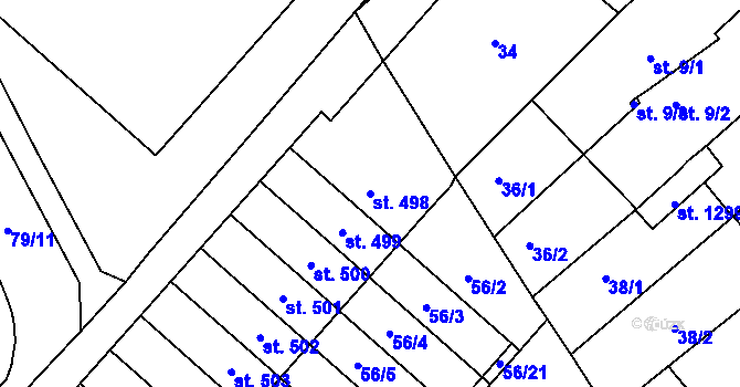 Parcela st. 498 v KÚ Studánka, Katastrální mapa