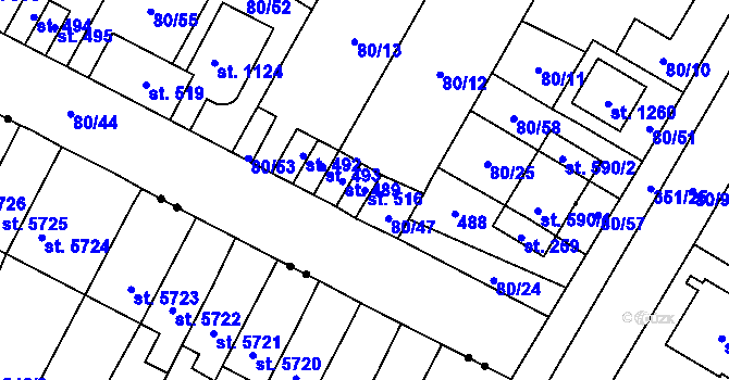 Parcela st. 516 v KÚ Studánka, Katastrální mapa
