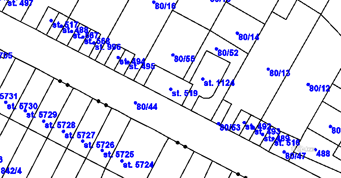 Parcela st. 519 v KÚ Studánka, Katastrální mapa