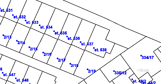Parcela st. 537 v KÚ Studánka, Katastrální mapa