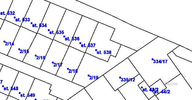 Parcela st. 538 v KÚ Studánka, Katastrální mapa