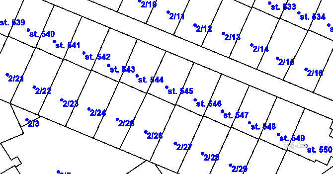 Parcela st. 545 v KÚ Studánka, Katastrální mapa