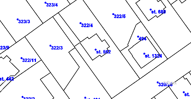 Parcela st. 562 v KÚ Studánka, Katastrální mapa