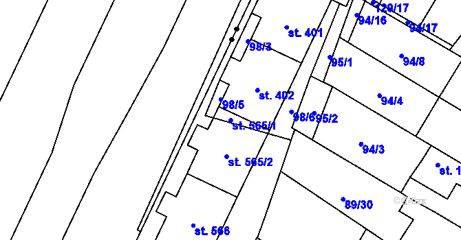 Parcela st. 565/1 v KÚ Studánka, Katastrální mapa
