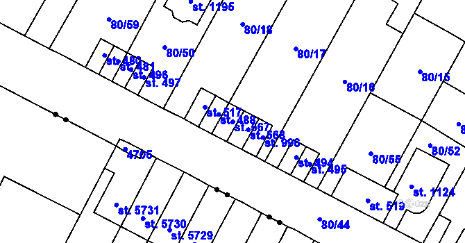 Parcela st. 567 v KÚ Studánka, Katastrální mapa
