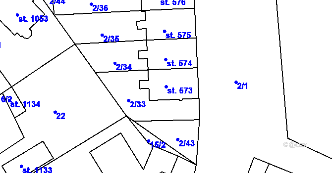 Parcela st. 573 v KÚ Studánka, Katastrální mapa