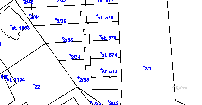 Parcela st. 574 v KÚ Studánka, Katastrální mapa