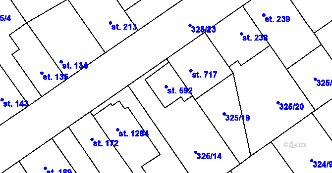 Parcela st. 592 v KÚ Studánka, Katastrální mapa
