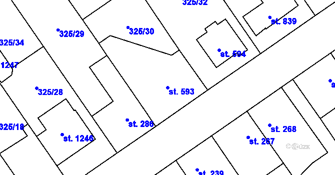 Parcela st. 593 v KÚ Studánka, Katastrální mapa