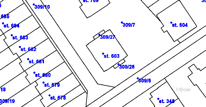 Parcela st. 603 v KÚ Studánka, Katastrální mapa