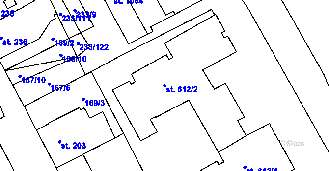 Parcela st. 612/2 v KÚ Studánka, Katastrální mapa