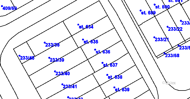 Parcela st. 636 v KÚ Studánka, Katastrální mapa