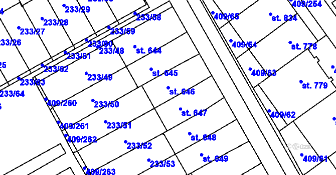 Parcela st. 646 v KÚ Studánka, Katastrální mapa