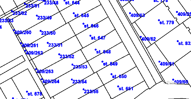 Parcela st. 648 v KÚ Studánka, Katastrální mapa
