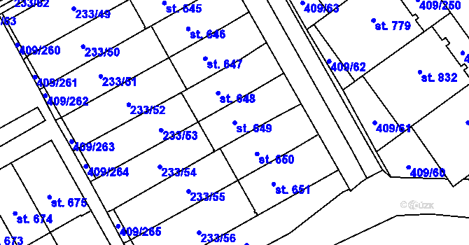 Parcela st. 649 v KÚ Studánka, Katastrální mapa