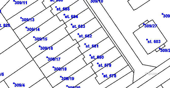 Parcela st. 681 v KÚ Studánka, Katastrální mapa