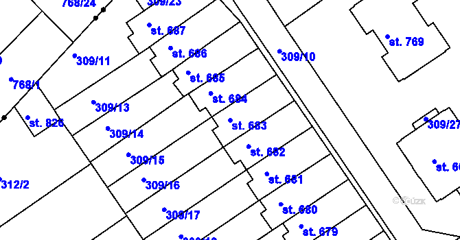 Parcela st. 683 v KÚ Studánka, Katastrální mapa