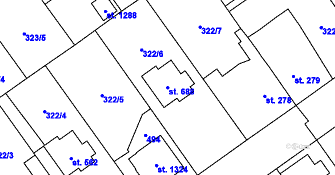 Parcela st. 688 v KÚ Studánka, Katastrální mapa