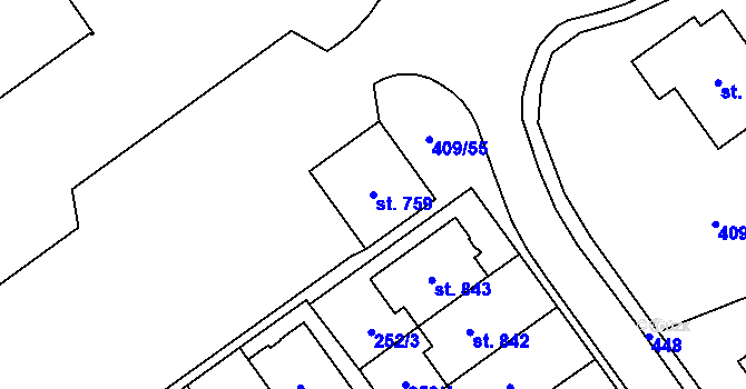 Parcela st. 759 v KÚ Studánka, Katastrální mapa