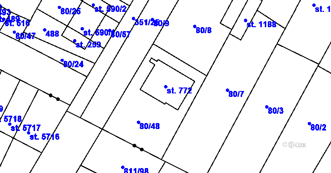 Parcela st. 772 v KÚ Studánka, Katastrální mapa