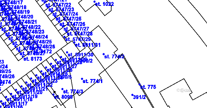 Parcela st. 774/2 v KÚ Studánka, Katastrální mapa