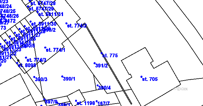 Parcela st. 775 v KÚ Studánka, Katastrální mapa