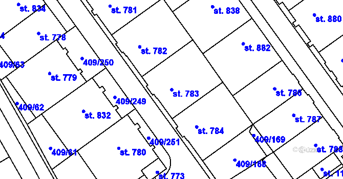 Parcela st. 783 v KÚ Studánka, Katastrální mapa