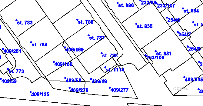 Parcela st. 788 v KÚ Studánka, Katastrální mapa