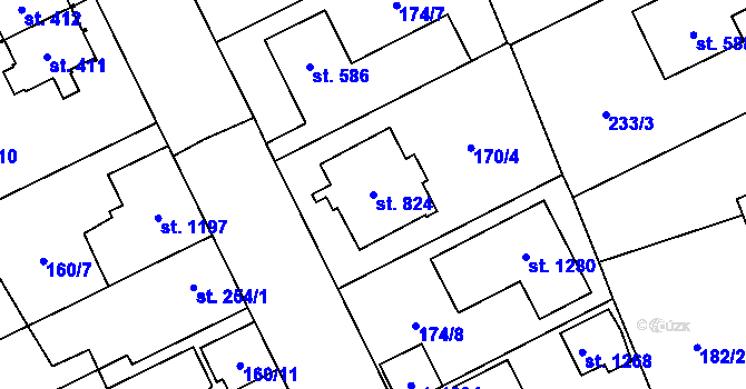 Parcela st. 824 v KÚ Studánka, Katastrální mapa