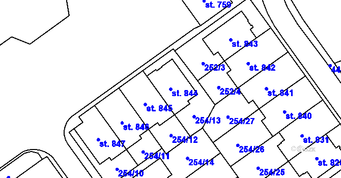 Parcela st. 844 v KÚ Studánka, Katastrální mapa