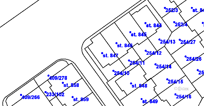 Parcela st. 847 v KÚ Studánka, Katastrální mapa