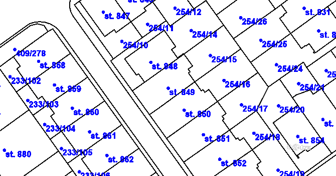 Parcela st. 849 v KÚ Studánka, Katastrální mapa