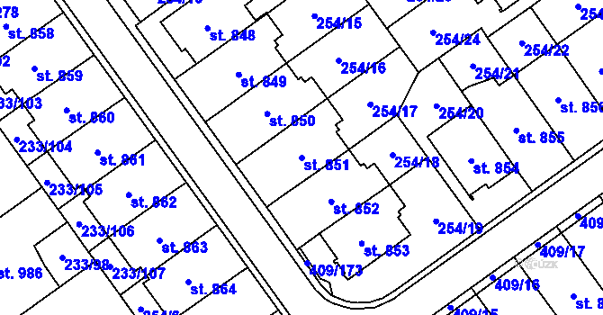 Parcela st. 851 v KÚ Studánka, Katastrální mapa