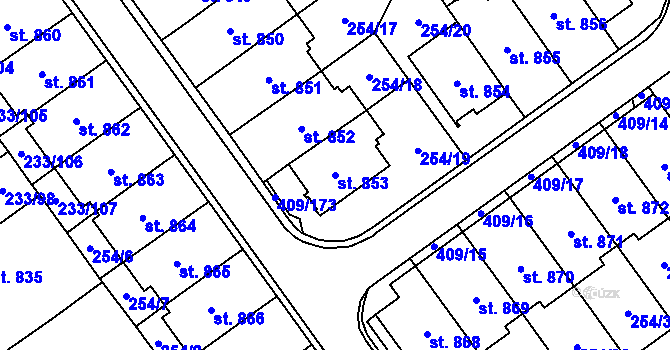 Parcela st. 853 v KÚ Studánka, Katastrální mapa