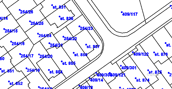 Parcela st. 857 v KÚ Studánka, Katastrální mapa