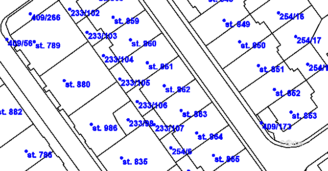 Parcela st. 862 v KÚ Studánka, Katastrální mapa