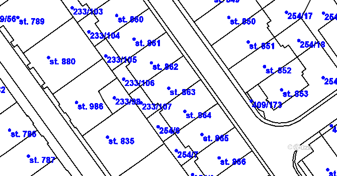 Parcela st. 863 v KÚ Studánka, Katastrální mapa