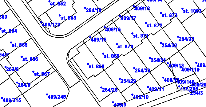Parcela st. 869 v KÚ Studánka, Katastrální mapa